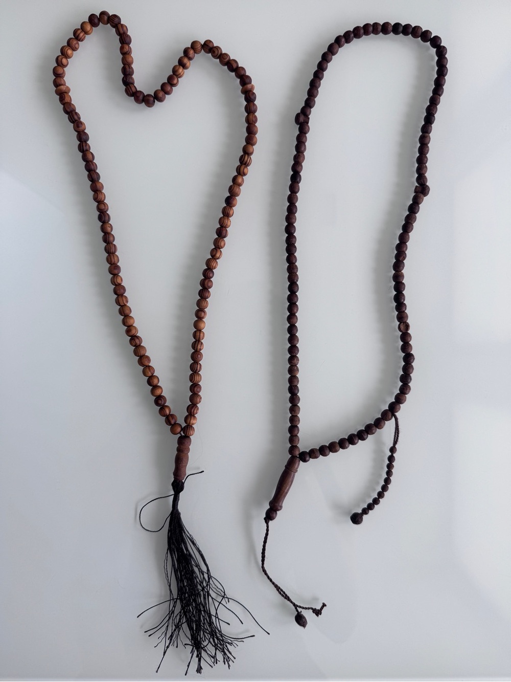Brown wooden beaded rosary/necklace with tassel - for men/women